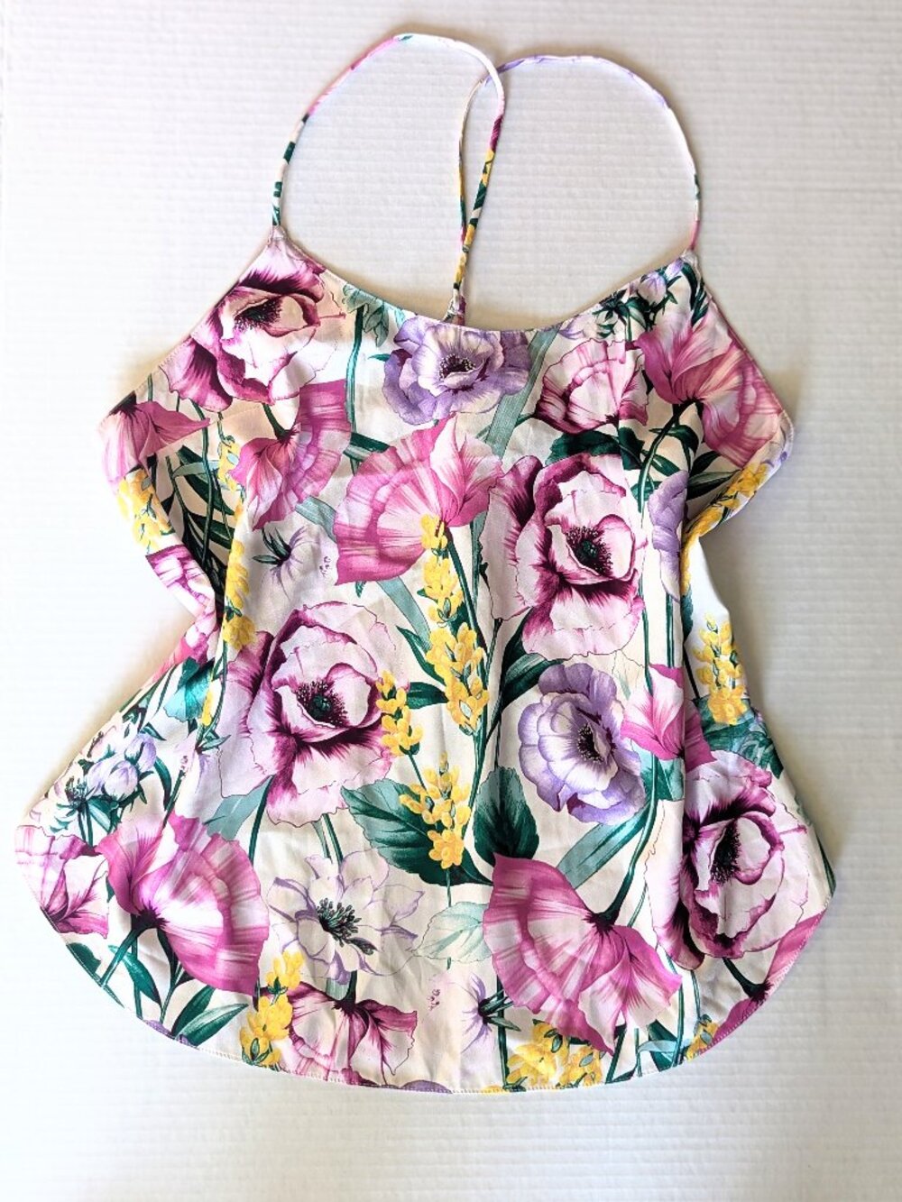 Victoria’s Secret Satin Floral Slip Cami Top Medium Coquette Romantic Spring